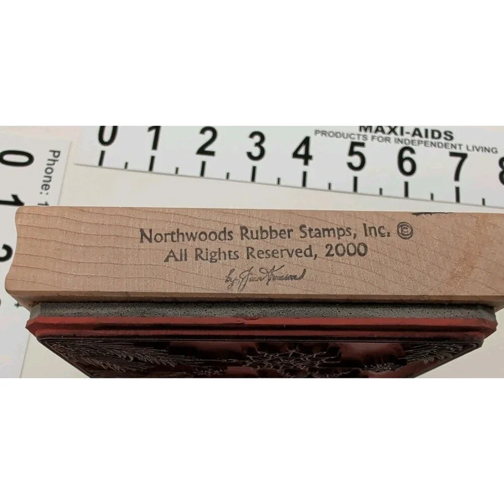 Vtg Northwoods Rubber Stamp Snowflake Ornaments Card Christmas Tree Branches